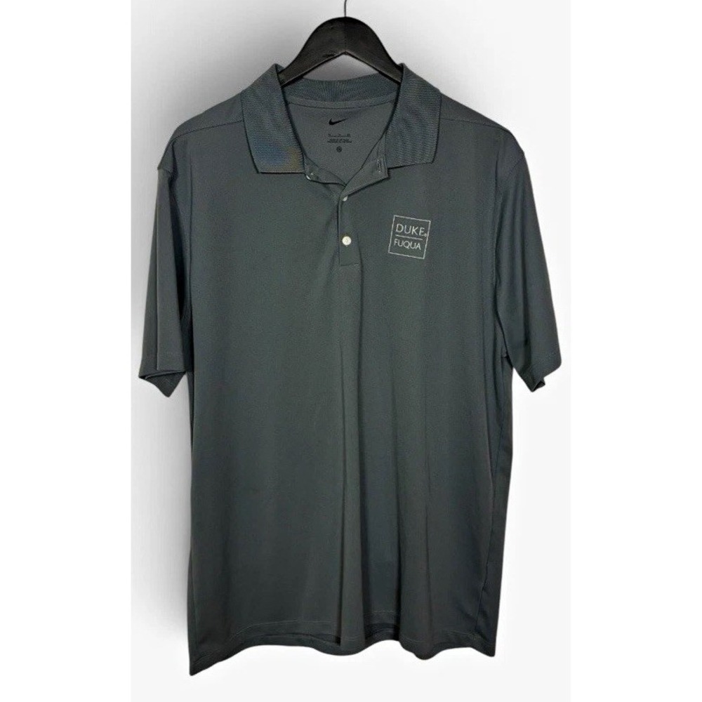 Nike Duke Fuqua Mens XL Gray Polo Shirt Short Sleeve Embroidered Logo